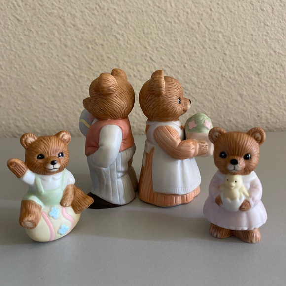 Homco Easter Bears Figurines #1430 family of 4 - Picture 5 of 8